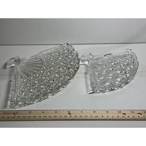 Vintage Avon Pressed Glass Vanity Trays – Pair – Starburst Pattern